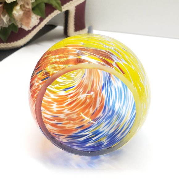 Red Blue & Yellow Swirl Hand Blown Table Decor - Picture 9 of 12
